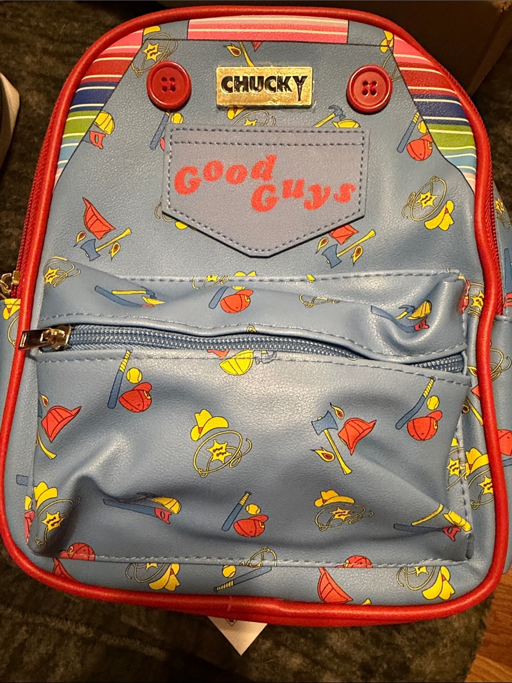 Bioworld Blue "Good Guys" Mini Backpack with Red Trim